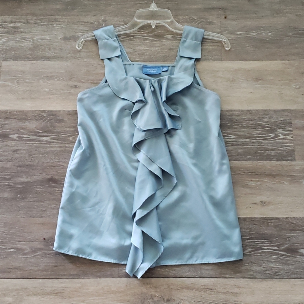 SimplyVera Satin Sleeveless Ruffle Top XS